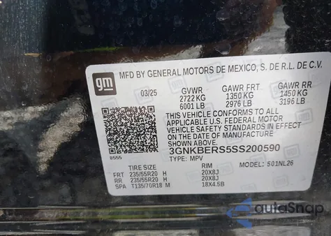 2025 Chevrolet Blazer Fwd Rs z USA, uszkodzony, nr VIN 3GNKBERS5SS200590